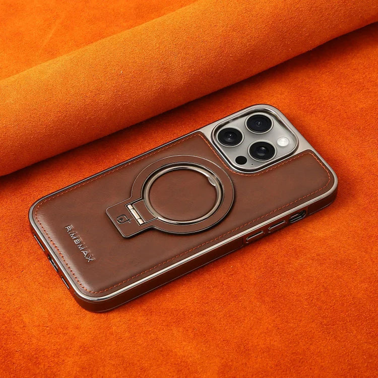 iPhone LuxeLeren Metalen Stand Case
