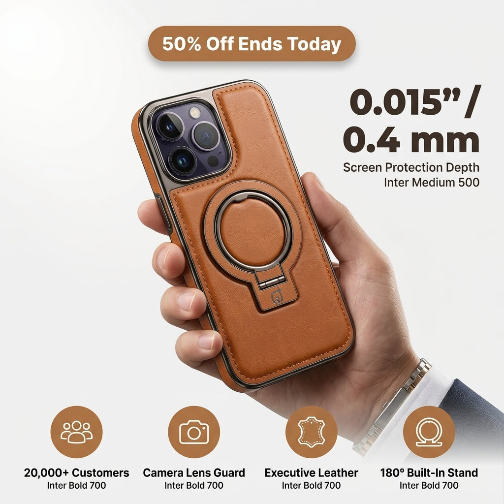 iPhone LuxeLeather kovový stojánek s pouzdrem